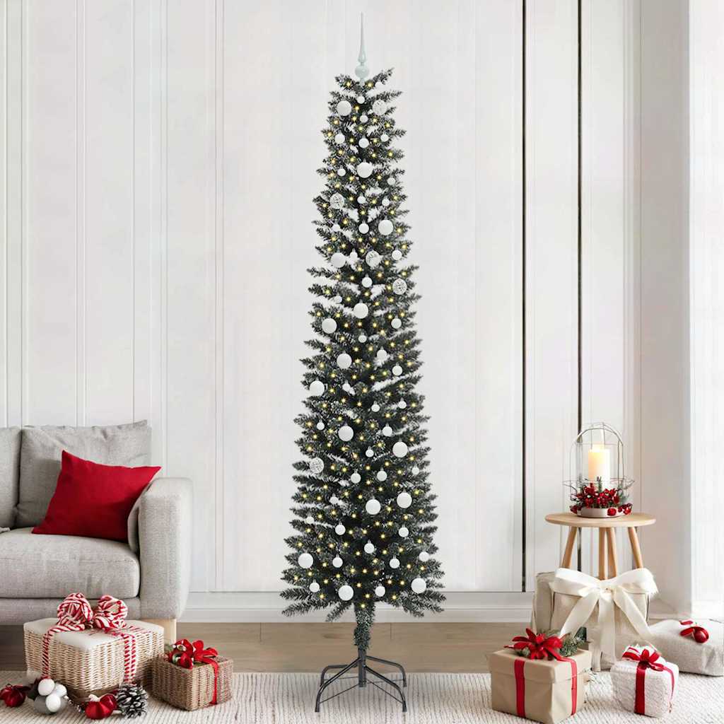 Vidaxx sapin de Noël artificiel avec 300 LED vertes, 240 cm PVC et plastique et acier