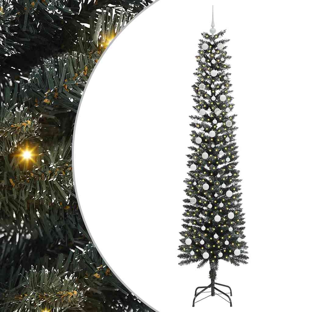 Vidaxx sapin de Noël artificiel avec 300 LED vertes, 240 cm PVC et plastique et acier
