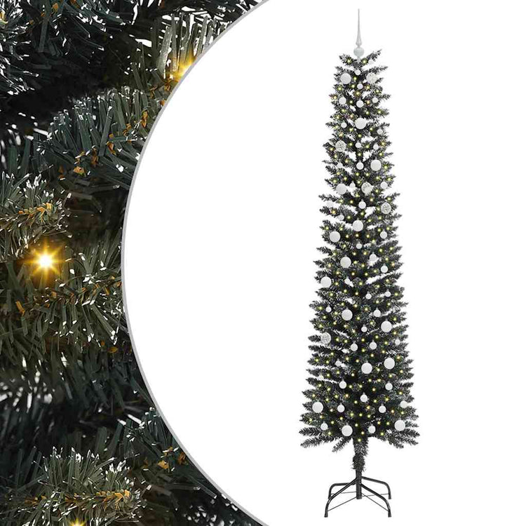 Vidaxx sapin de Noël artificiel avec 300 LED vertes, 240 cm PVC et plastique et acier