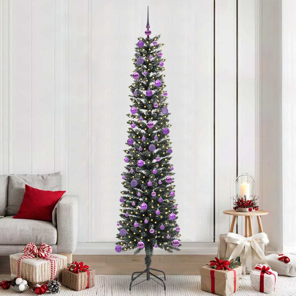 Vidaxx sapin de Noël artificiel avec 300 LED vertes, 240 cm PVC et plastique et acier