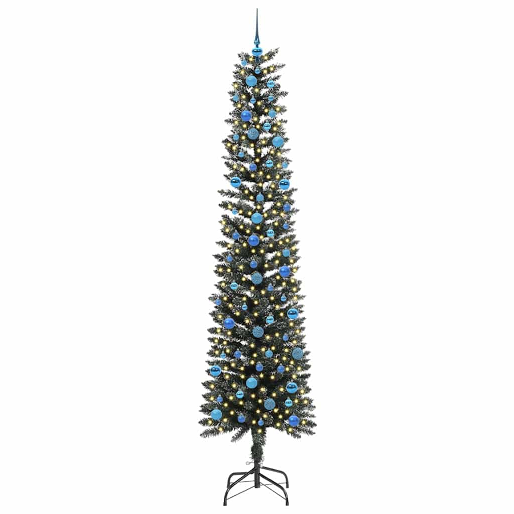 Vidaxx sapin de Noël artificiel avec 300 LED vertes, 240 cm PVC et plastique et acier