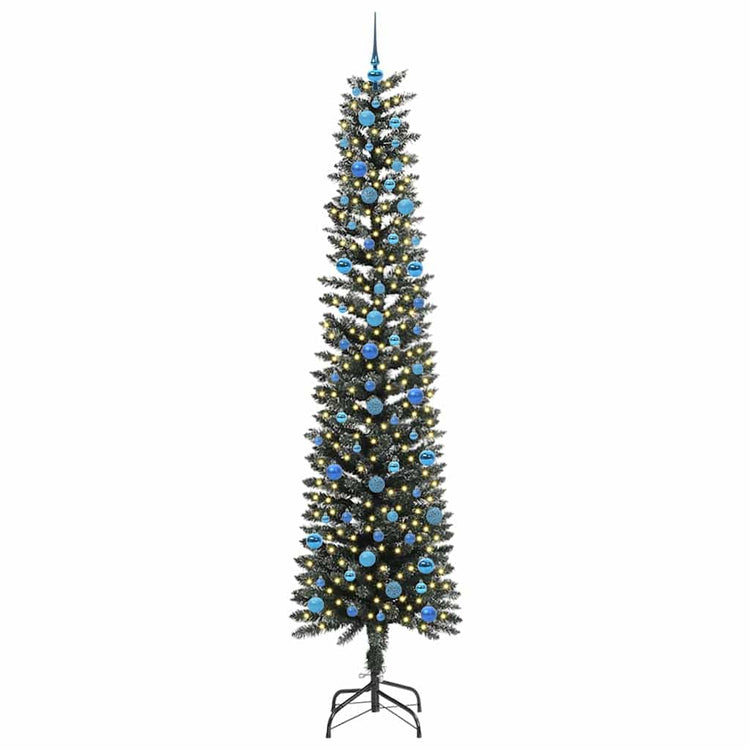 Vidaxx sapin de Noël artificiel avec 300 LED vertes, 240 cm PVC et plastique et acier