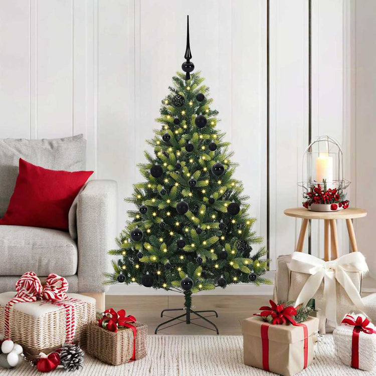 VidaXL sapin de Noël artificiel avec charnière 150 LED vert 120 cm PVC et PE