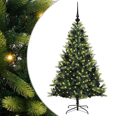 VidaXL sapin de Noël artificiel avec charnière 150 LED vert 120 cm PVC et PE