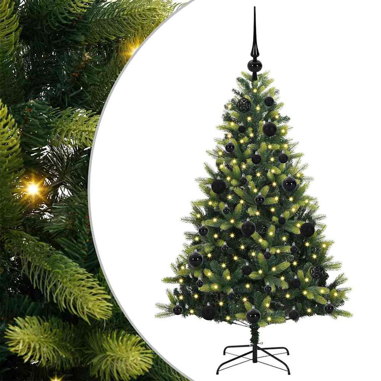 VidaXL sapin de Noël artificiel avec charnière 150 LED vert 120 cm PVC et PE