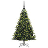 VidaXL sapin de Noël artificiel avec charnière 150 LED vert 120 cm PVC et PE