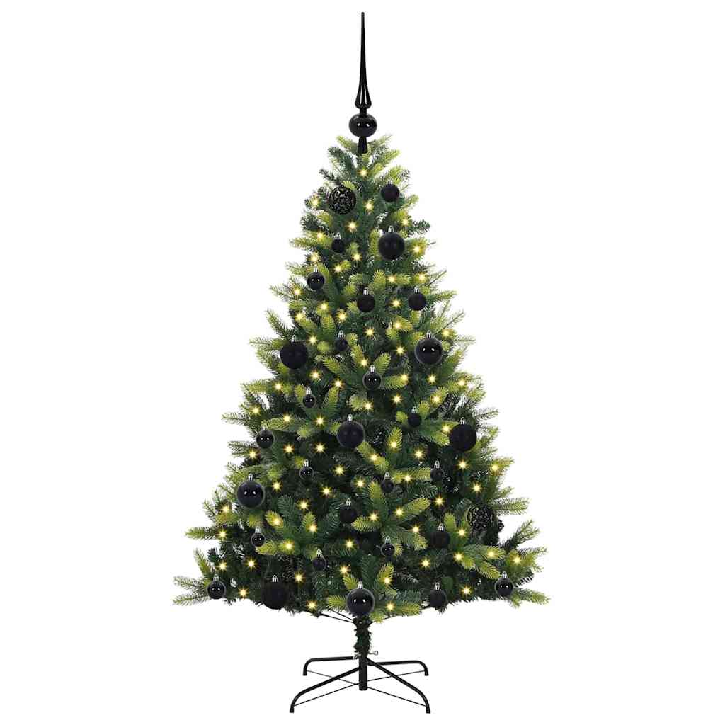 VidaXL sapin de Noël artificiel avec charnière 150 LED vert 120 cm PVC et PE