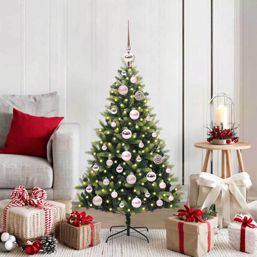 VidaXL sapin de Noël artificiel avec charnière 150 LED vert 120 cm PVC et PE