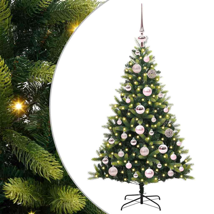 VidaXL sapin de Noël artificiel avec charnière 150 LED vert 120 cm PVC et PE
