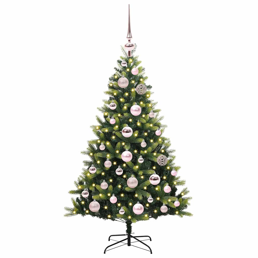 VidaXL sapin de Noël artificiel avec charnière 150 LED vert 120 cm PVC et PE