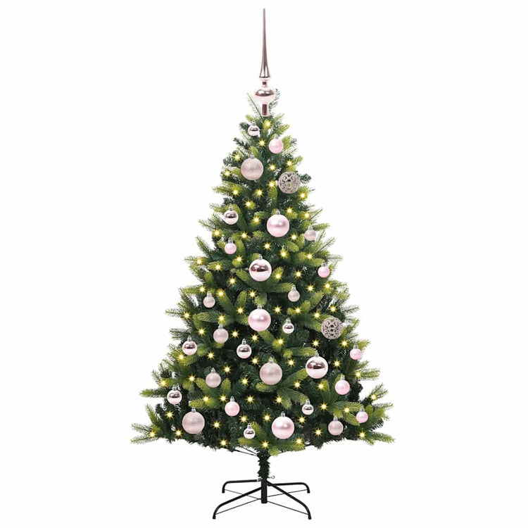 VidaXL sapin de Noël artificiel avec charnière 150 LED vert 120 cm PVC et PE