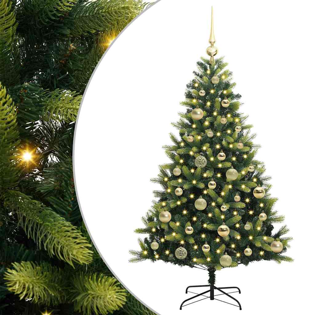 VidaXL sapin de Noël artificiel avec charnière 150 LED vert 120 cm PVC et PE