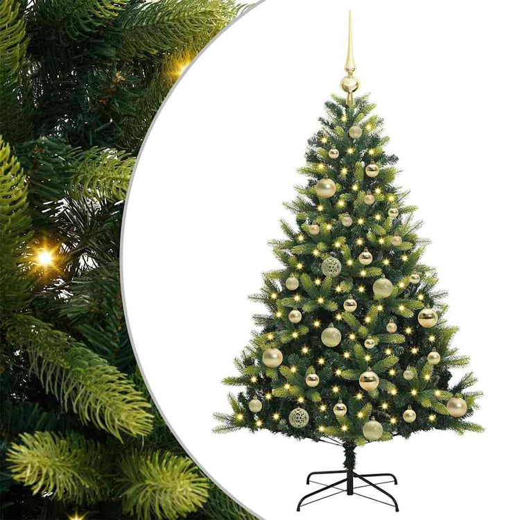 VidaXL sapin de Noël artificiel avec charnière 150 LED vert 120 cm PVC et PE