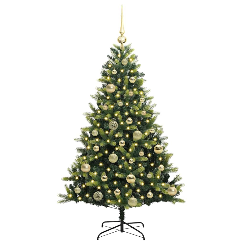 VidaXL sapin de Noël artificiel avec charnière 150 LED vert 120 cm PVC et PE