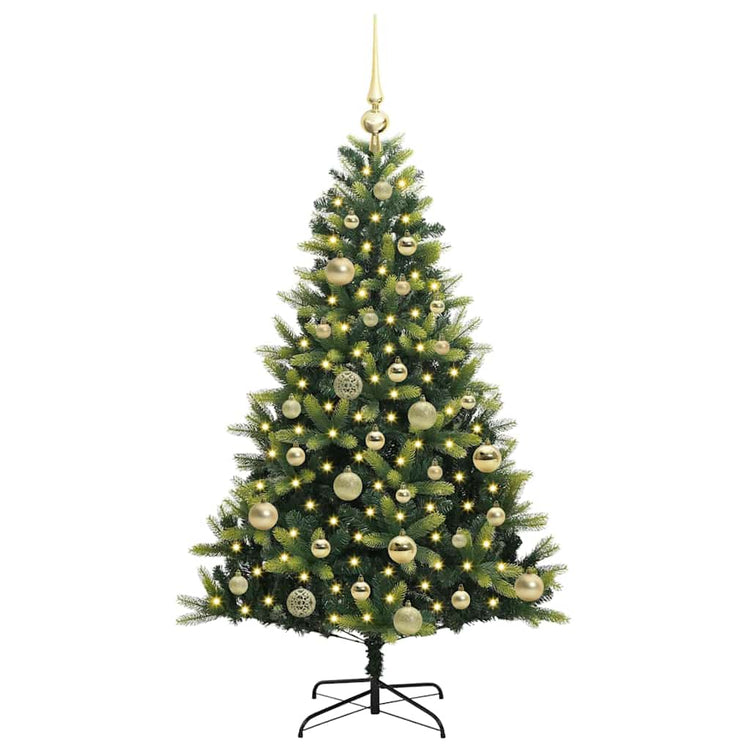 VidaXL sapin de Noël artificiel avec charnière 150 LED vert 120 cm PVC et PE