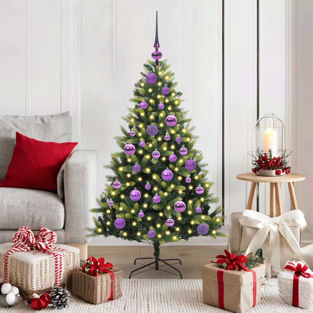 VidaXL sapin de Noël artificiel avec charnière 150 LED vert 120 cm PVC et PE