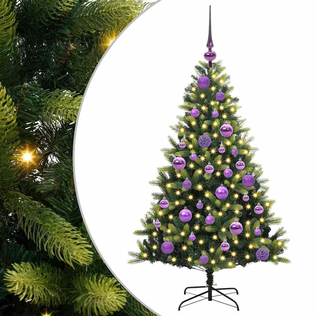 VidaXL sapin de Noël artificiel avec charnière 150 LED vert 120 cm PVC et PE