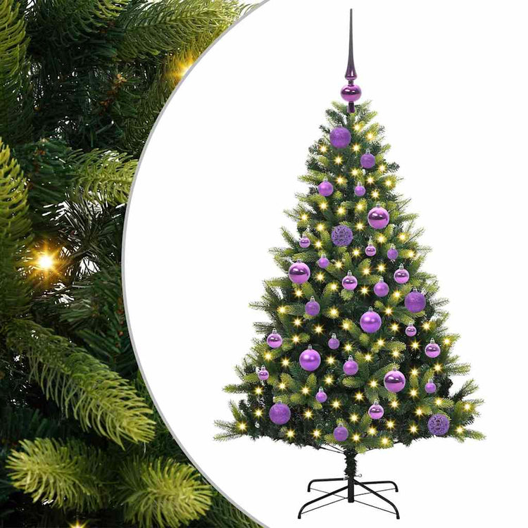 VidaXL sapin de Noël artificiel avec charnière 150 LED vert 120 cm PVC et PE
