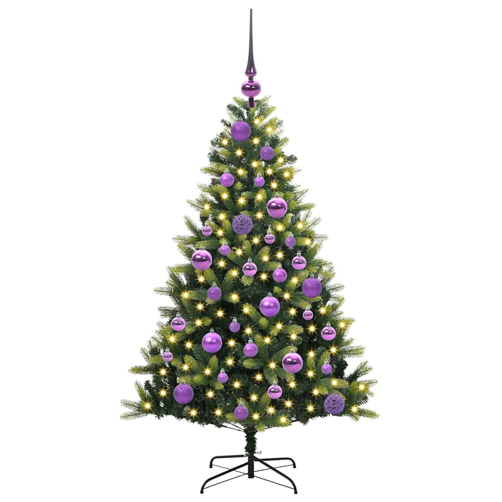 VidaXL sapin de Noël artificiel avec charnière 150 LED vert 120 cm PVC et PE