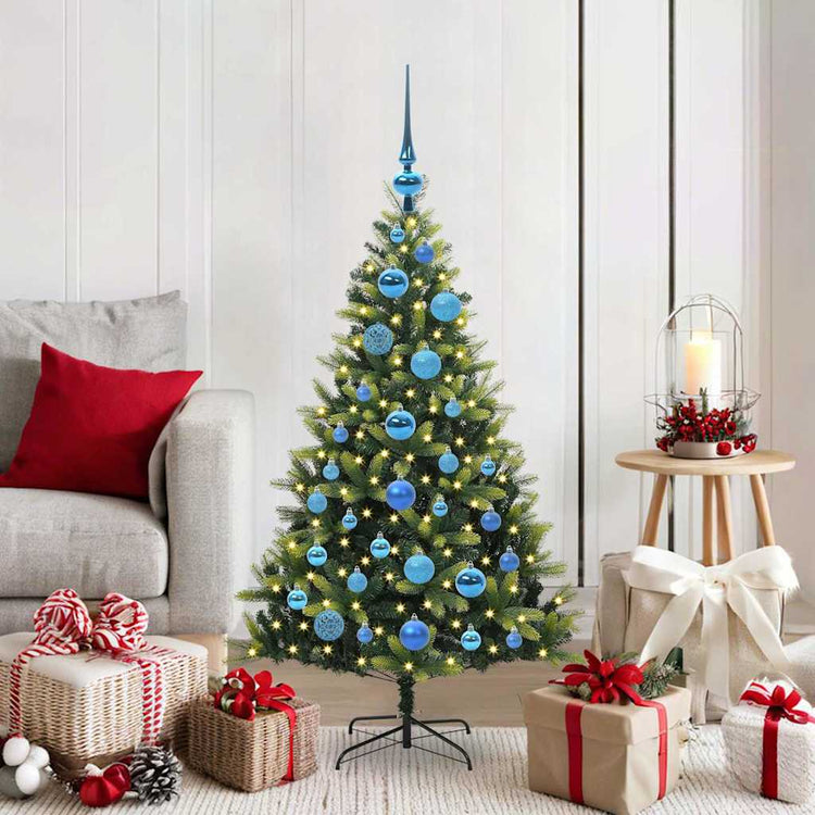 VidaXL sapin de Noël artificiel avec charnière 150 LED vert 120 cm PVC et PE