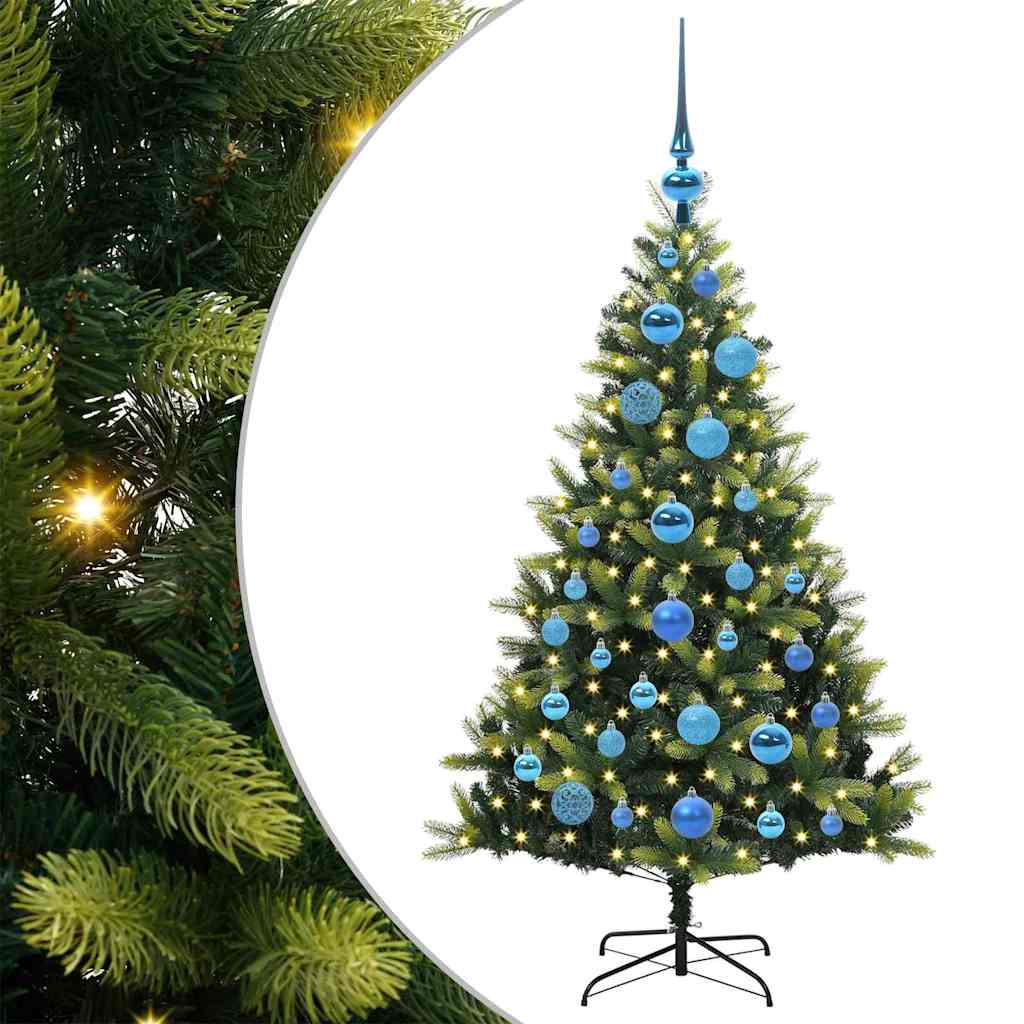 VidaXL sapin de Noël artificiel avec charnière 150 LED vert 120 cm PVC et PE