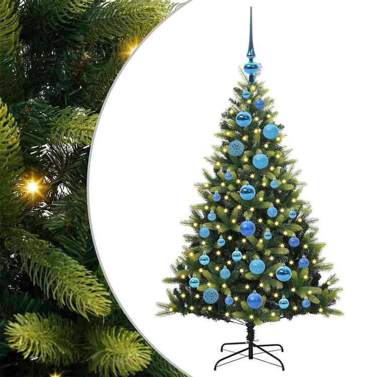 VidaXL sapin de Noël artificiel avec charnière 150 LED vert 120 cm PVC et PE