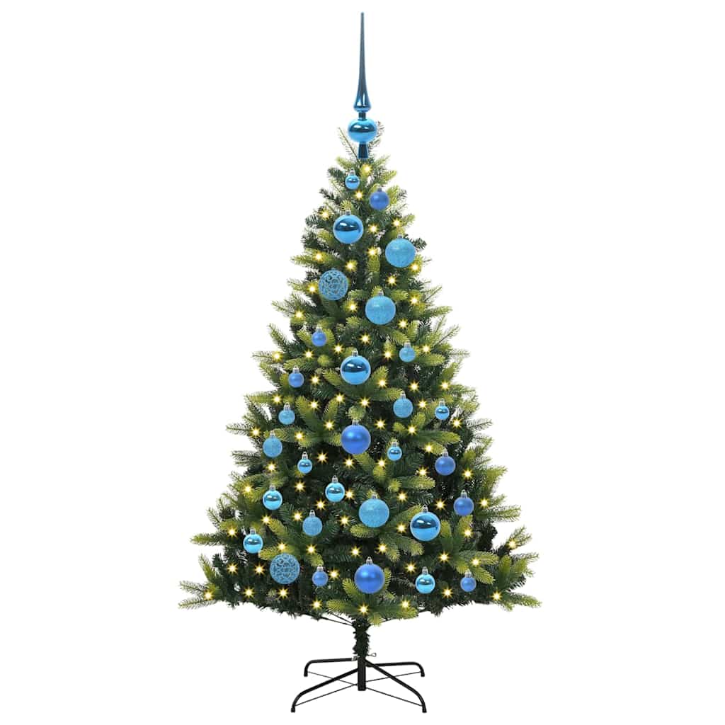 VidaXL sapin de Noël artificiel avec charnière 150 LED vert 120 cm PVC et PE