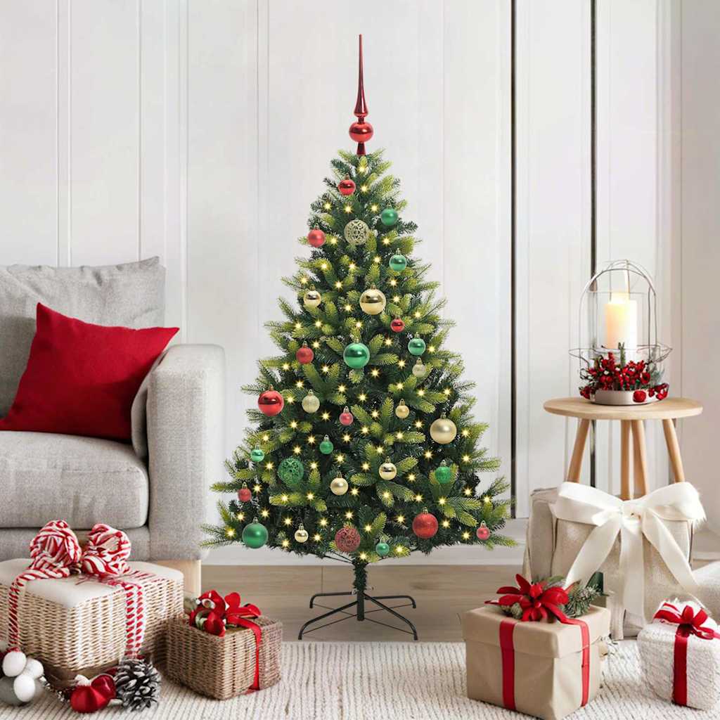 VidaXL sapin de Noël artificiel avec charnière 150 LED vert 120 cm PVC et PE