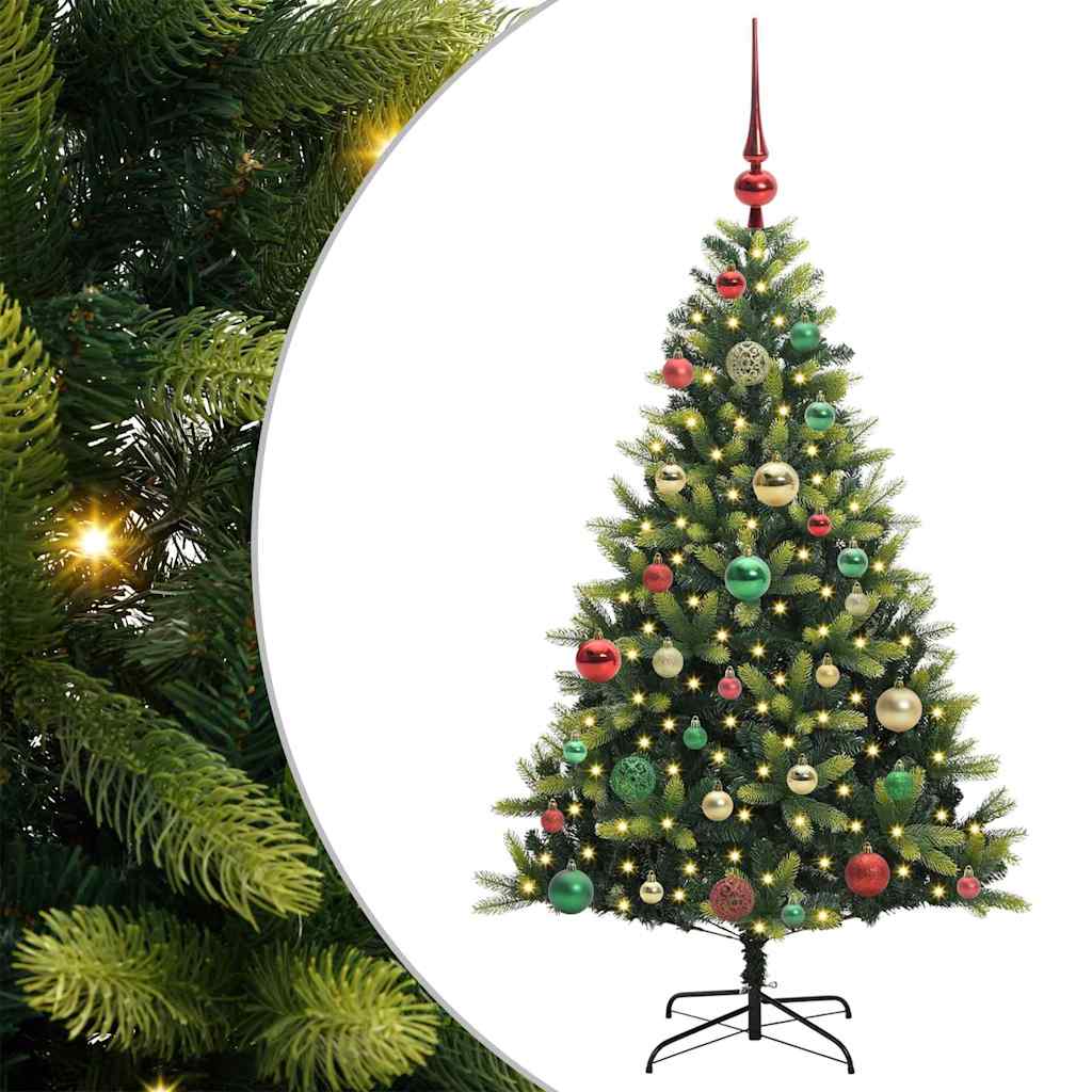 VidaXL sapin de Noël artificiel avec charnière 150 LED vert 120 cm PVC et PE