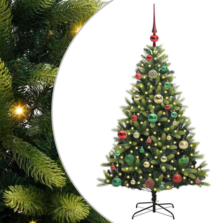 VidaXL sapin de Noël artificiel avec charnière 150 LED vert 120 cm PVC et PE