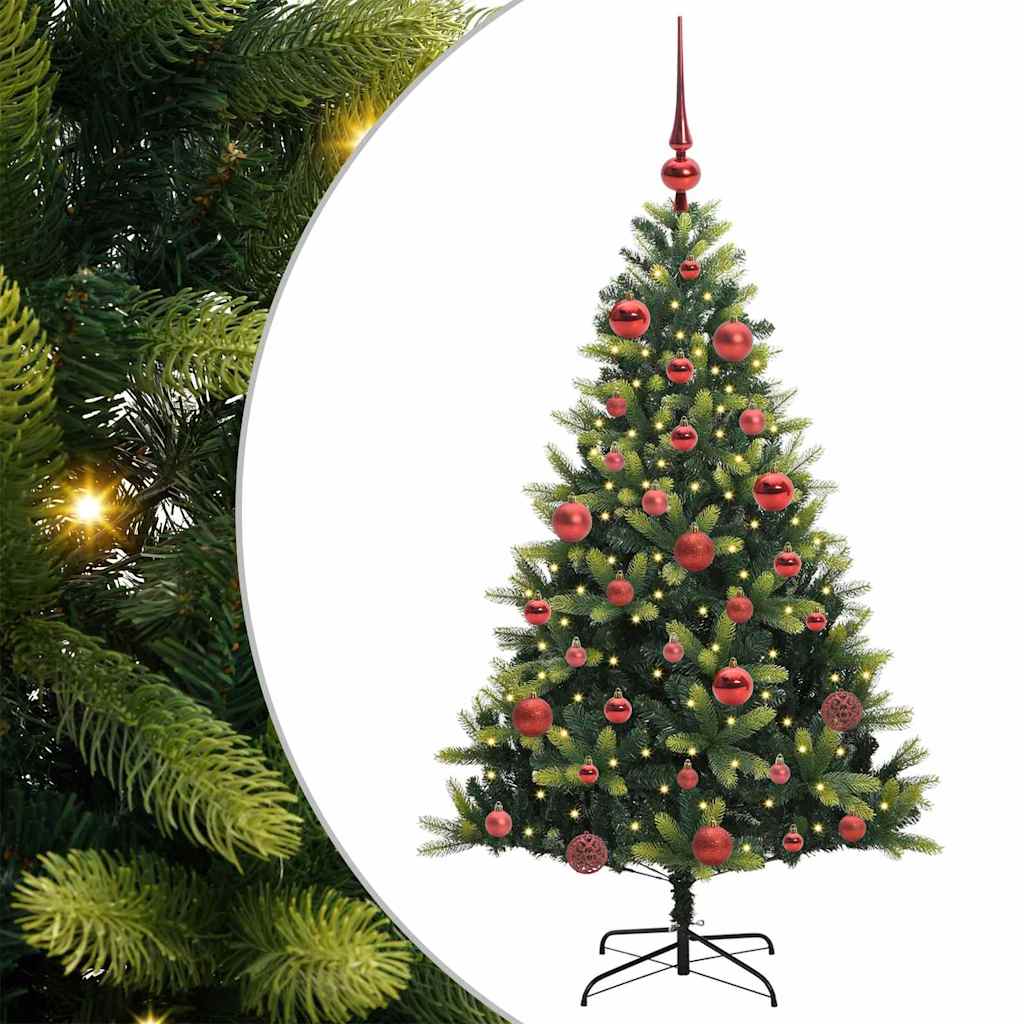 VidaXL sapin de Noël artificiel avec charnière 150 LED vert 150 cm PVC et PE