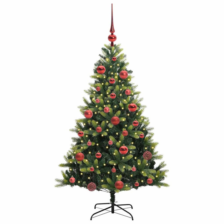 VidaXL sapin de Noël artificiel avec charnière 150 LED vert 150 cm PVC et PE