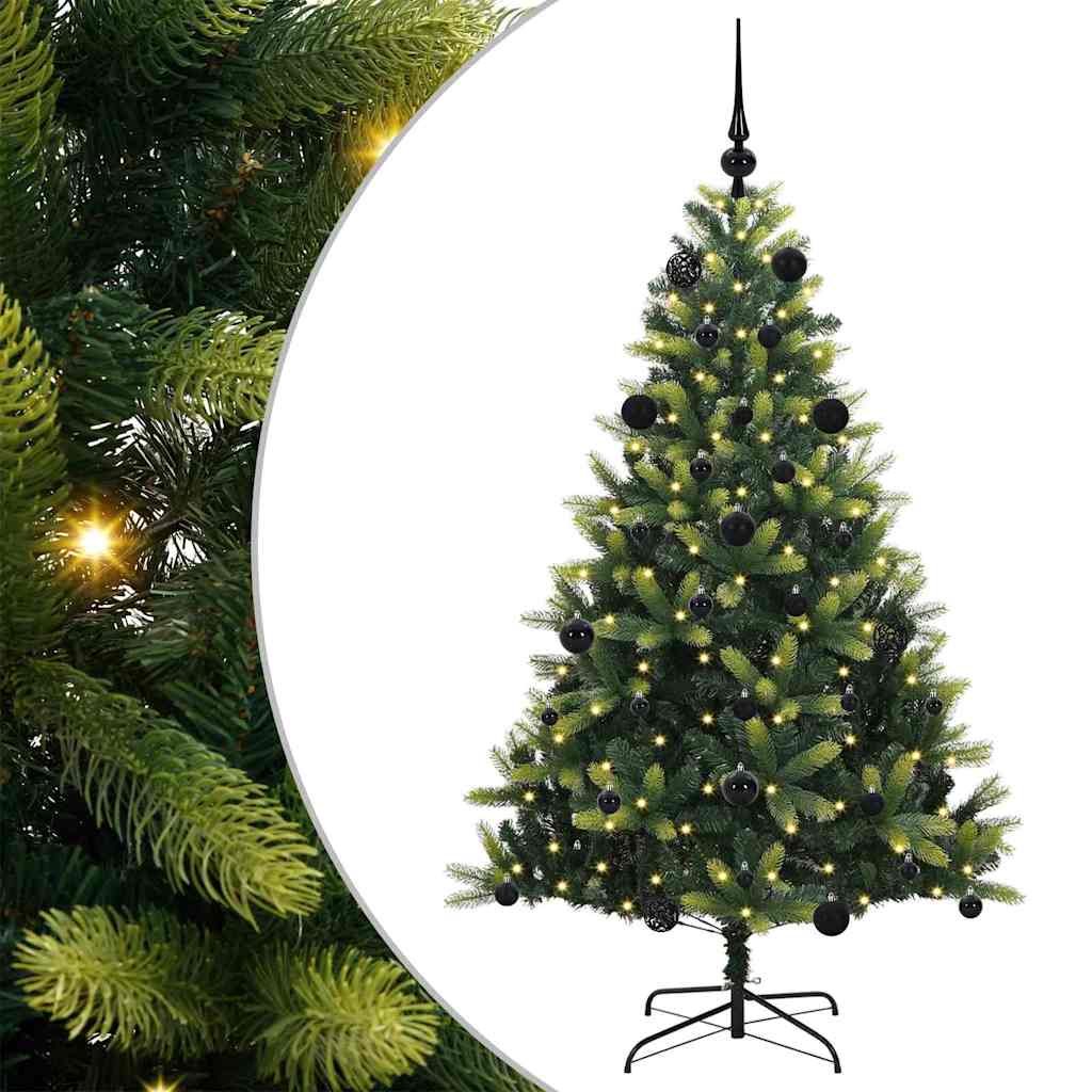 VidaXL sapin de Noël artificiel avec charnière 150 LED vert 150 cm PVC et PE