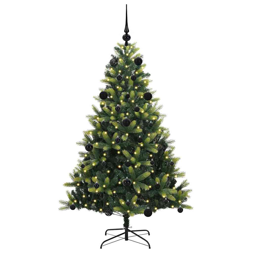VidaXL sapin de Noël artificiel avec charnière 150 LED vert 150 cm PVC et PE