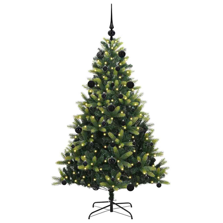 VidaXL sapin de Noël artificiel avec charnière 150 LED vert 150 cm PVC et PE