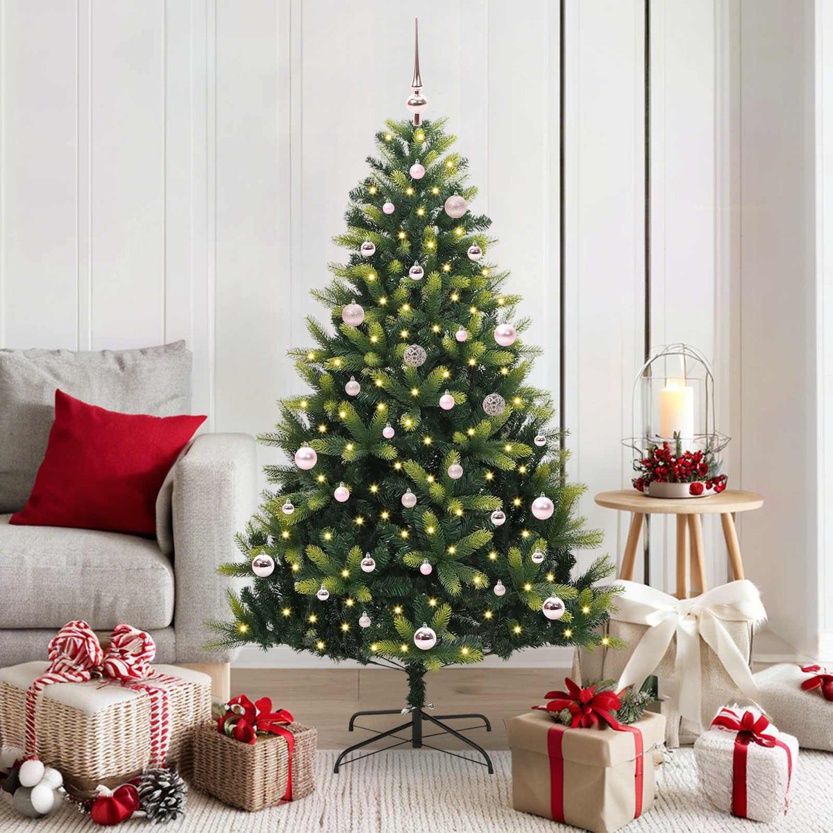 VidaXL sapin de Noël artificiel avec charnière 150 LED vert 150 cm PVC et PE