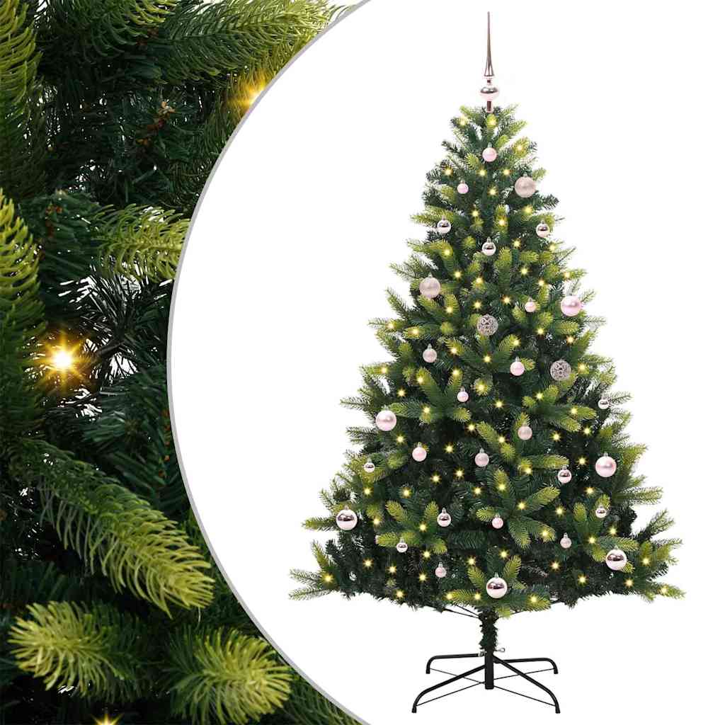 VidaXL sapin de Noël artificiel avec charnière 150 LED vert 150 cm PVC et PE