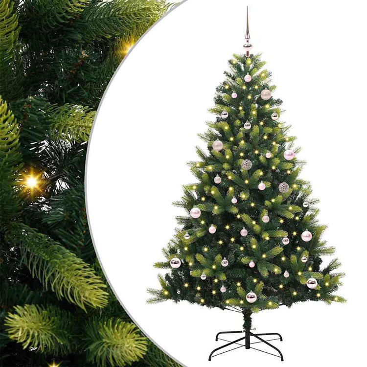 VidaXL sapin de Noël artificiel avec charnière 150 LED vert 150 cm PVC et PE