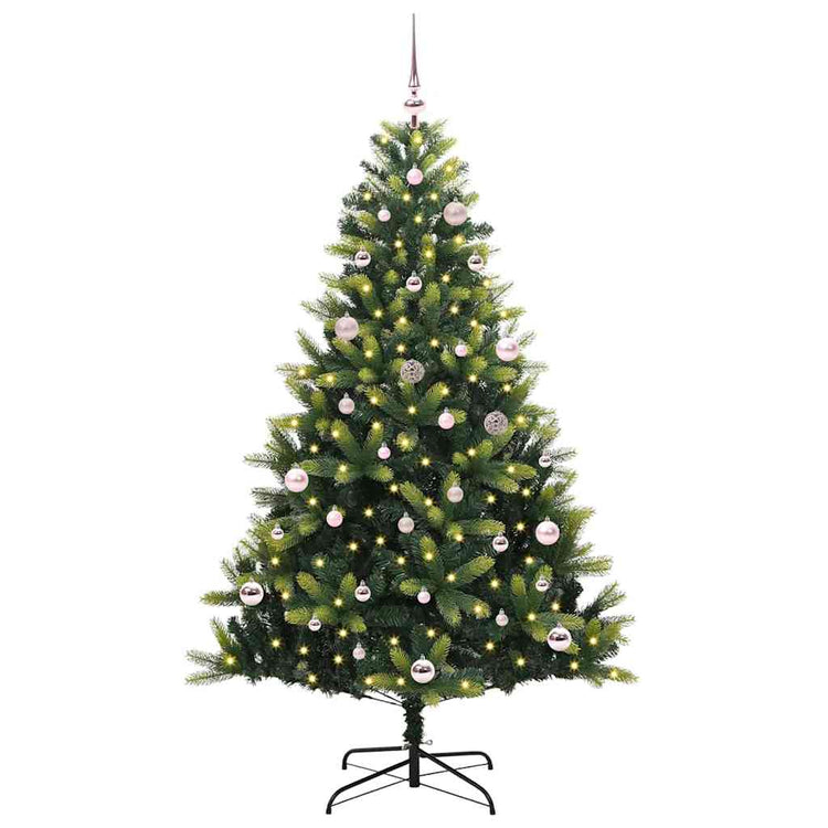 VidaXL sapin de Noël artificiel avec charnière 150 LED vert 150 cm PVC et PE