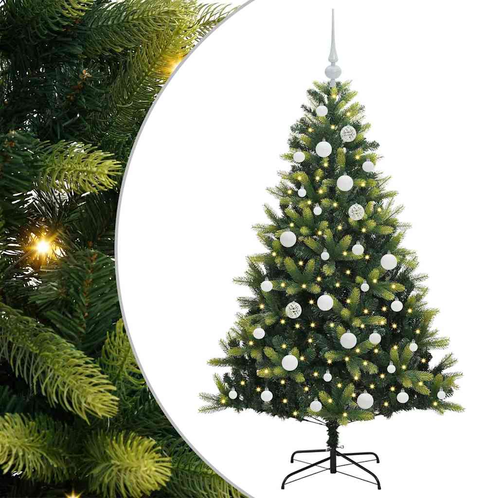 VidaXL sapin de Noël artificiel avec charnière 150 LED vert 150 cm PVC et PE