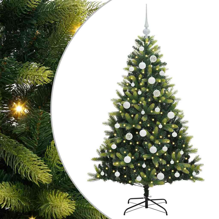 VidaXL sapin de Noël artificiel avec charnière 150 LED vert 150 cm PVC et PE