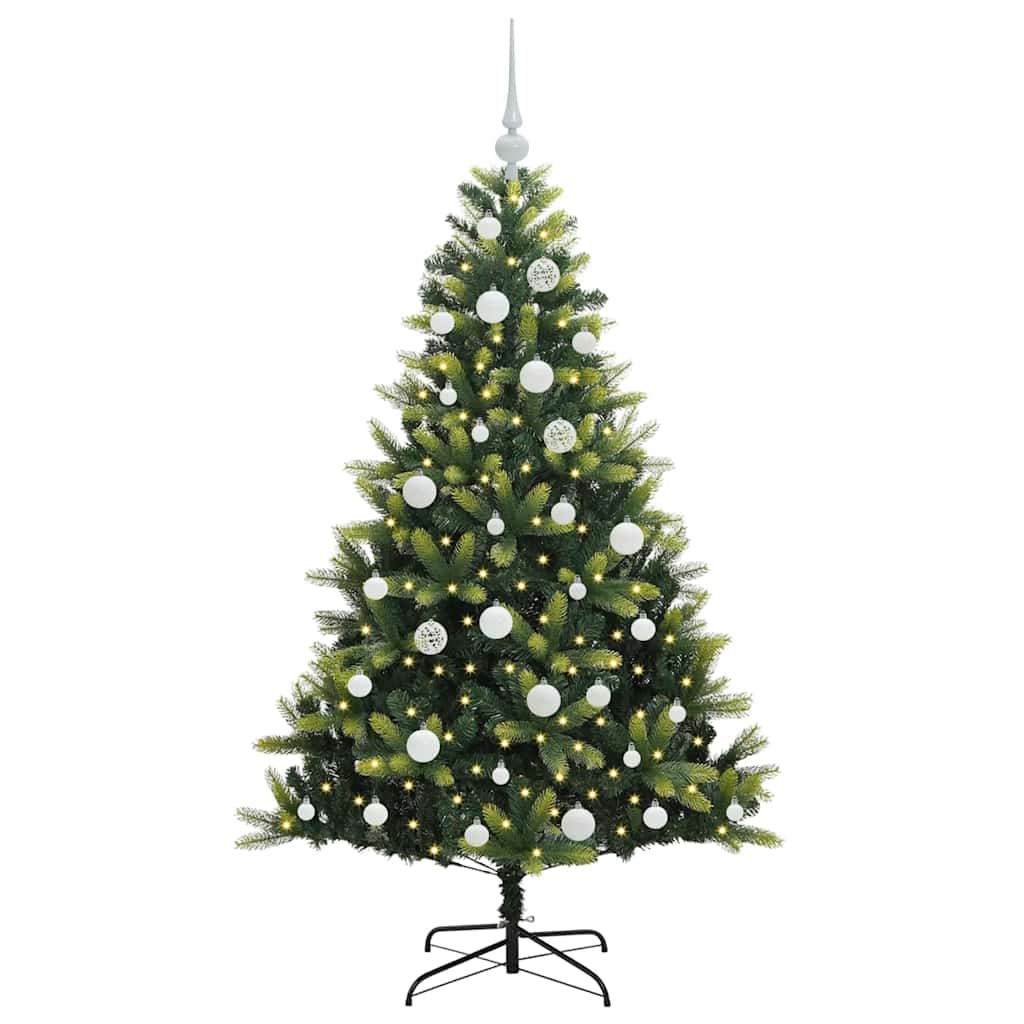 VidaXL sapin de Noël artificiel avec charnière 150 LED vert 150 cm PVC et PE