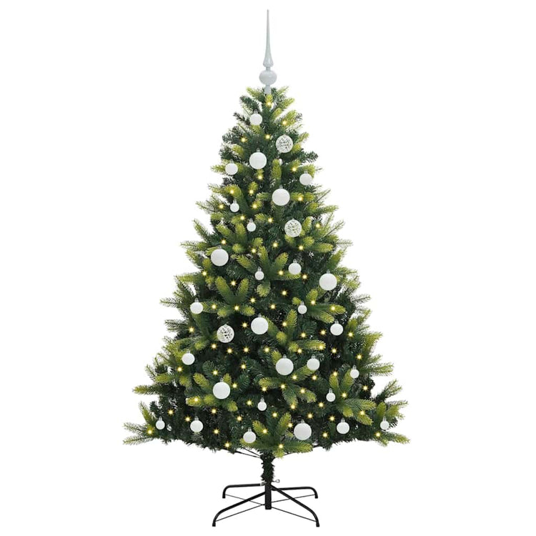 VidaXL sapin de Noël artificiel avec charnière 150 LED vert 150 cm PVC et PE