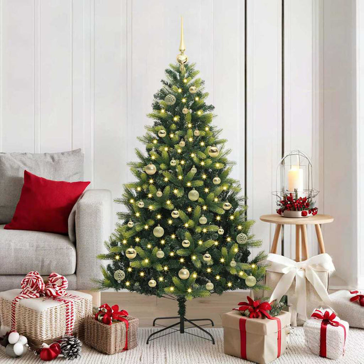 VidaXL sapin de Noël artificiel avec charnière 150 LED vert 150 cm PVC et PE