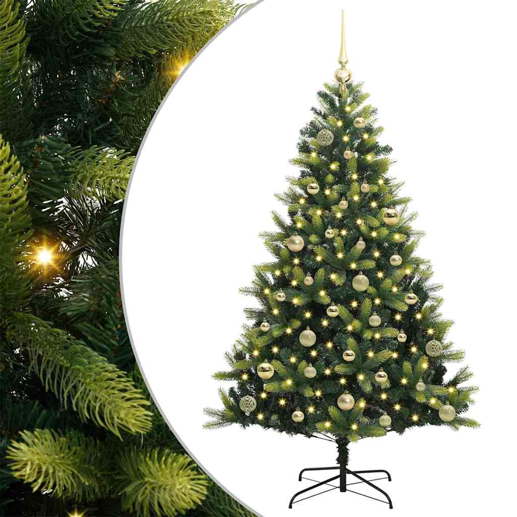 VidaXL sapin de Noël artificiel avec charnière 150 LED vert 150 cm PVC et PE