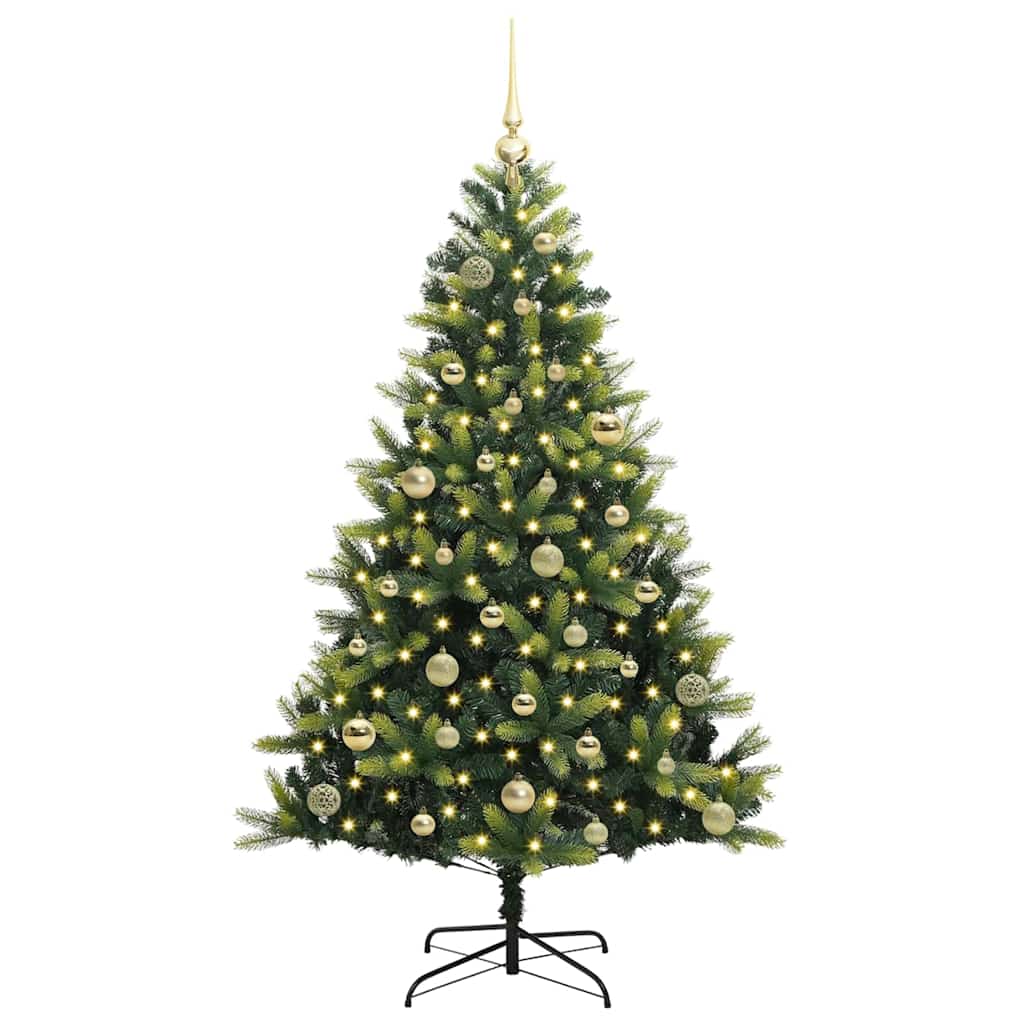 VidaXL sapin de Noël artificiel avec charnière 150 LED vert 150 cm PVC et PE