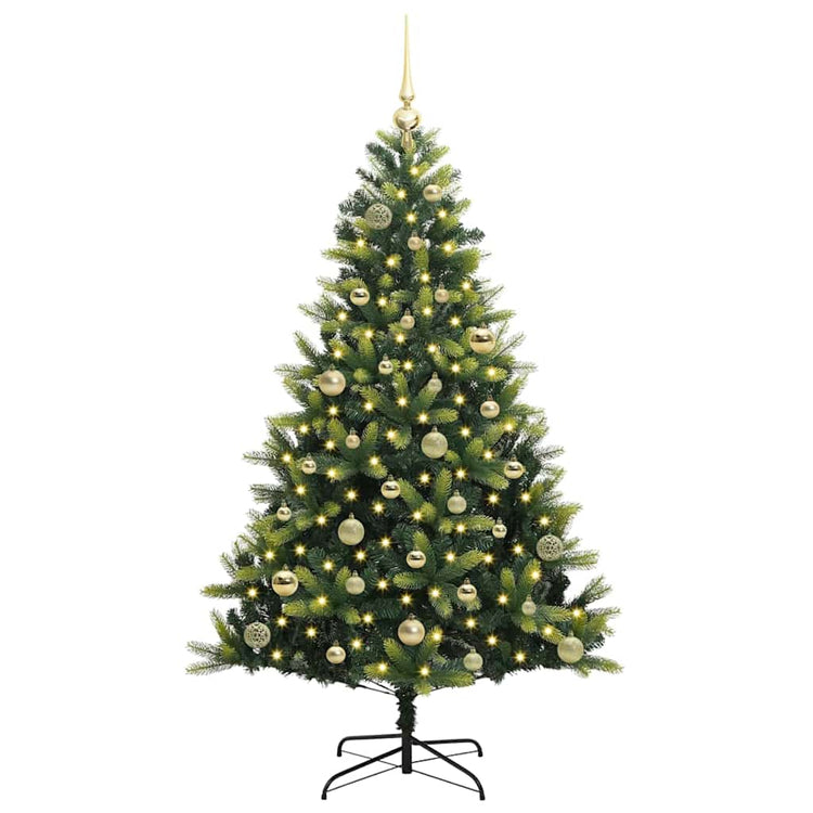 VidaXL sapin de Noël artificiel avec charnière 150 LED vert 150 cm PVC et PE