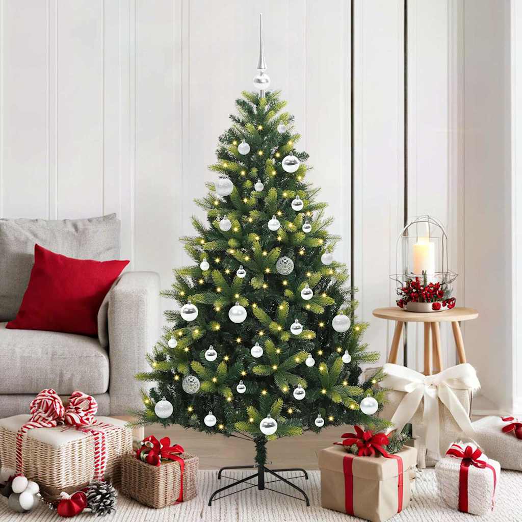 VidaXL sapin de Noël artificiel avec charnière 150 LED vert 150 cm PVC et PE