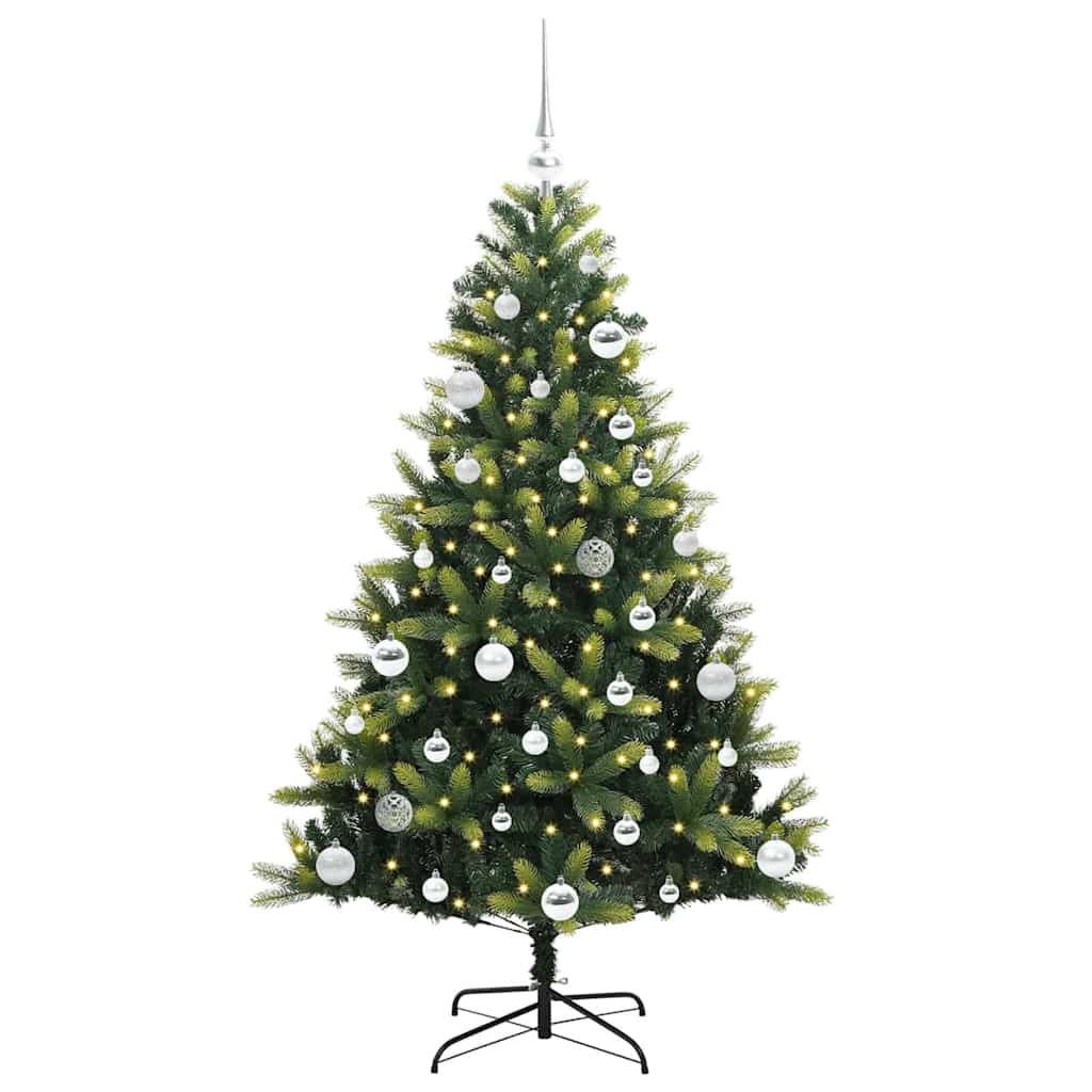 VidaXL sapin de Noël artificiel avec charnière 150 LED vert 150 cm PVC et PE
