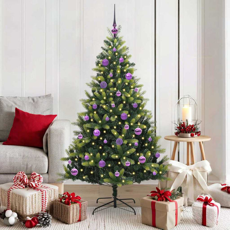 VidaXL sapin de Noël artificiel avec charnière 150 LED vert 150 cm PVC et PE